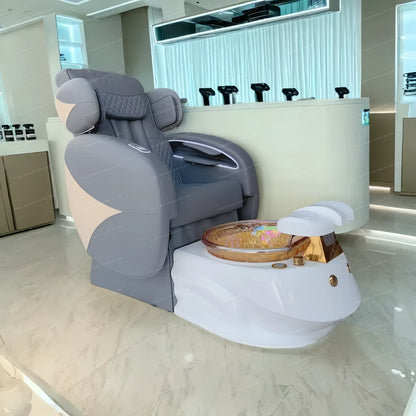 Nail Salon Furniture Equipment White Golden Electric Reclining Massage Manicure Foot Spa  Pedicure Chairs