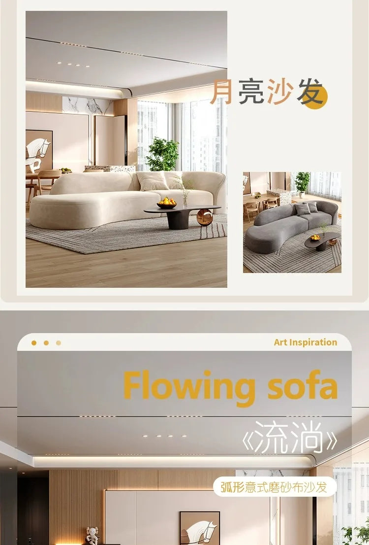 New arrive Cream Floor Living Room Sofas Curved Lounge Ergonomics Women Living Room Sofas White Minimalist Muebles Postmodern Fu
