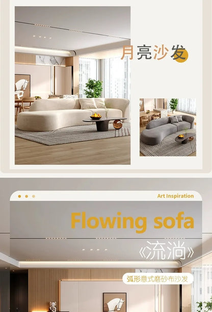 New arrive Cream Floor Living Room Sofas Curved Lounge Ergonomics Women Living Room Sofas White Minimalist Muebles Postmodern Fu