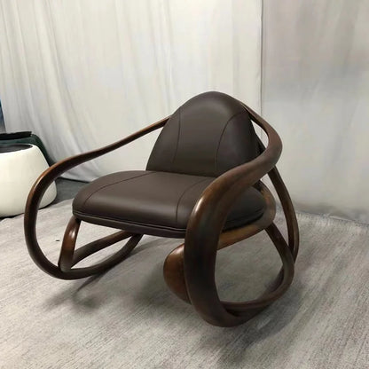 Nordic modern walnut, sofa chair, living room model house light luxury, special-shaped leisure single, fiberglass rocking chair