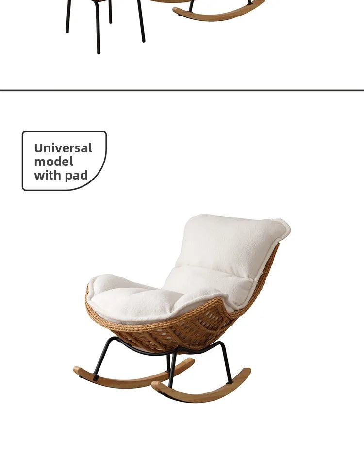 Modern Rocking Lounge Chair for Balcony Woven Rattan Lobster Chair Indoor Swing Seat Comfortable Single Sofa for Living Room