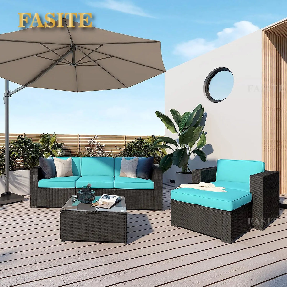 Outdoor rattan sofa combination U-shaped corner courtyard garden balcony hotel