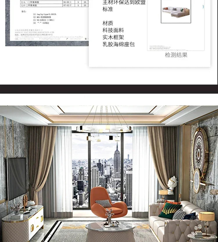 Custom Italian light luxury leather sofa living room combination size modern simple front American cowhide sofa
