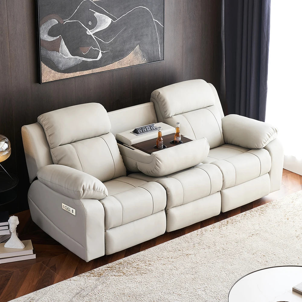 Hot-selling Pu leather living room electric recliner sofa manufacturer 3-seat functional furniture electric recliner sofa set