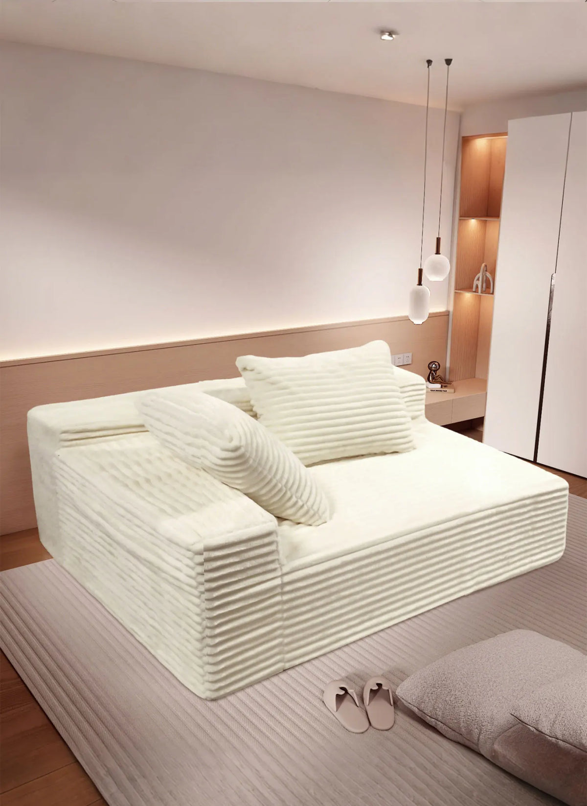 L-Shaped Sectional Couches for Living Room with Memory Foam, No Assembly Convertible Sofa Bed, Corduroy Fabric Customized