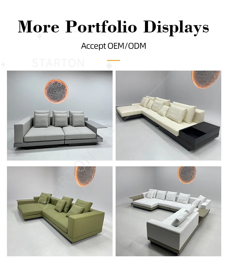 Living Room Furniture Modular Genuine Leather Sofa Recliner Lounge Convertible Minimalist Design Combination Sectional Sofa