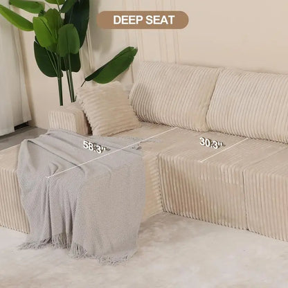 Modular Sectional Sofa with Pillow, Cloud L-Shape Couch with Chaise, Modern Deep Seat Upholstered Sofa for Living Room and