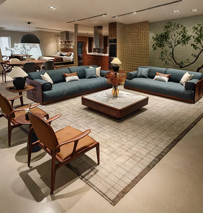 Light luxury sofa living room high-end walnut