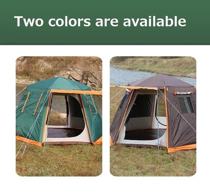 Automatic Camping Tent Outdoor Waterproof Anti-UV Hexagonal Big Tent Aluminum Pole Garden Pergola Awning Family Tent 4-6 Persons