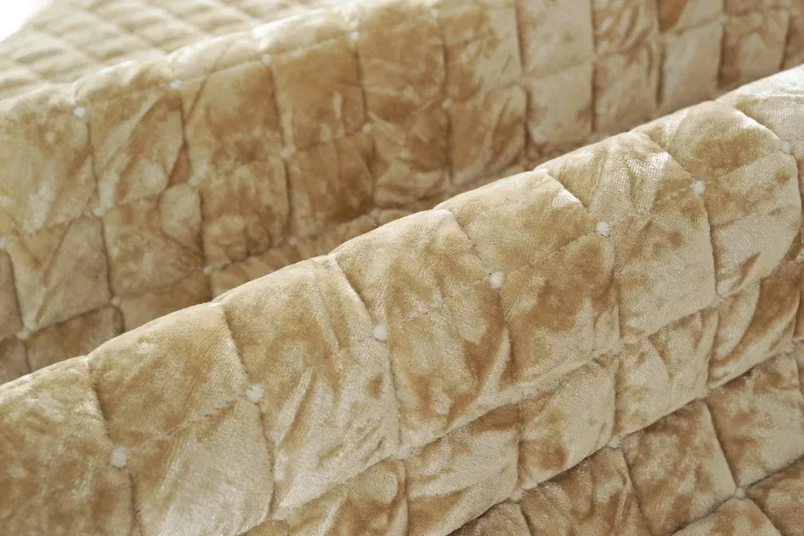 Embroidery Lace Sofa Cushion Gold Velvet Hemline Sofa Cover Autumn Winter European Couch Cover Solid Color Checkered Sofa Mat