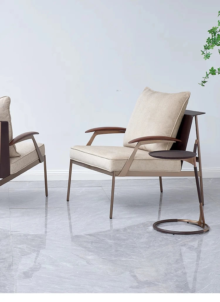 Single Light Luxury Designers Stainless Chair  Minimalist Backrest Armchair Negotiation Living Room Chair Sofa Stool Furniture