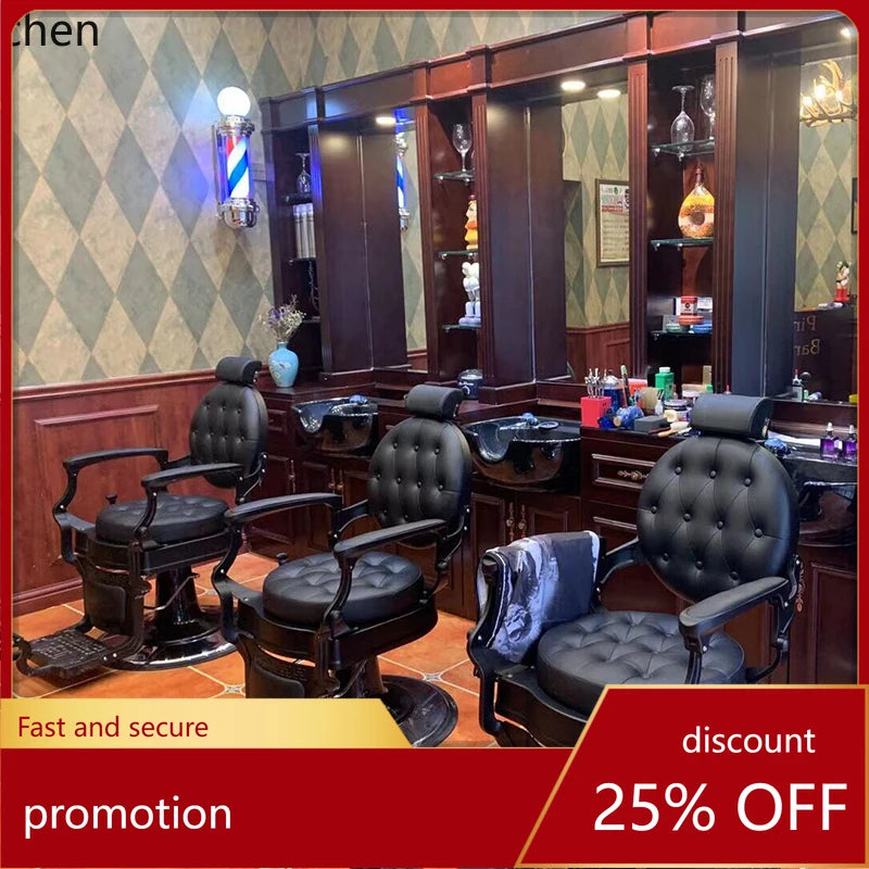 HT hairdressing special large chair barber shop hair cutting retro chair
