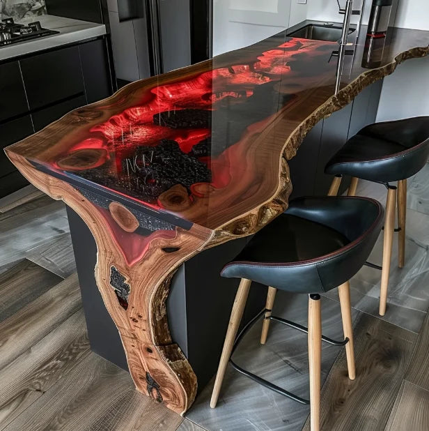 Walnut Kitchen Home Furniture Factory Direct Cafe Coffee Solid Restaurant River Epoxy Dining Table