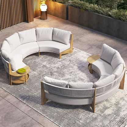 Outdoor garden balcony teak sofa outdoor leisure villa garden courtyard waterproof sunscreen solid wood furniture combination