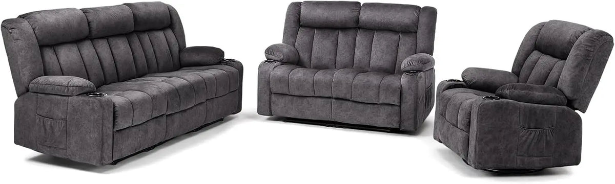 1+2+3 Manual recliner loveseat reclining sofa set, Cream