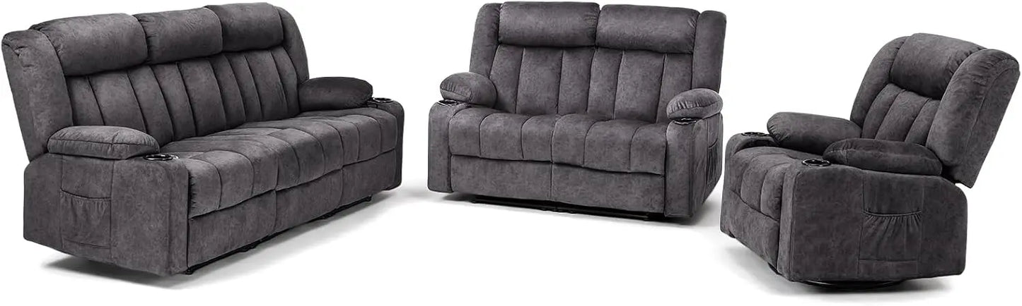 1+2+3 Manual recliner loveseat reclining sofa set, Cream