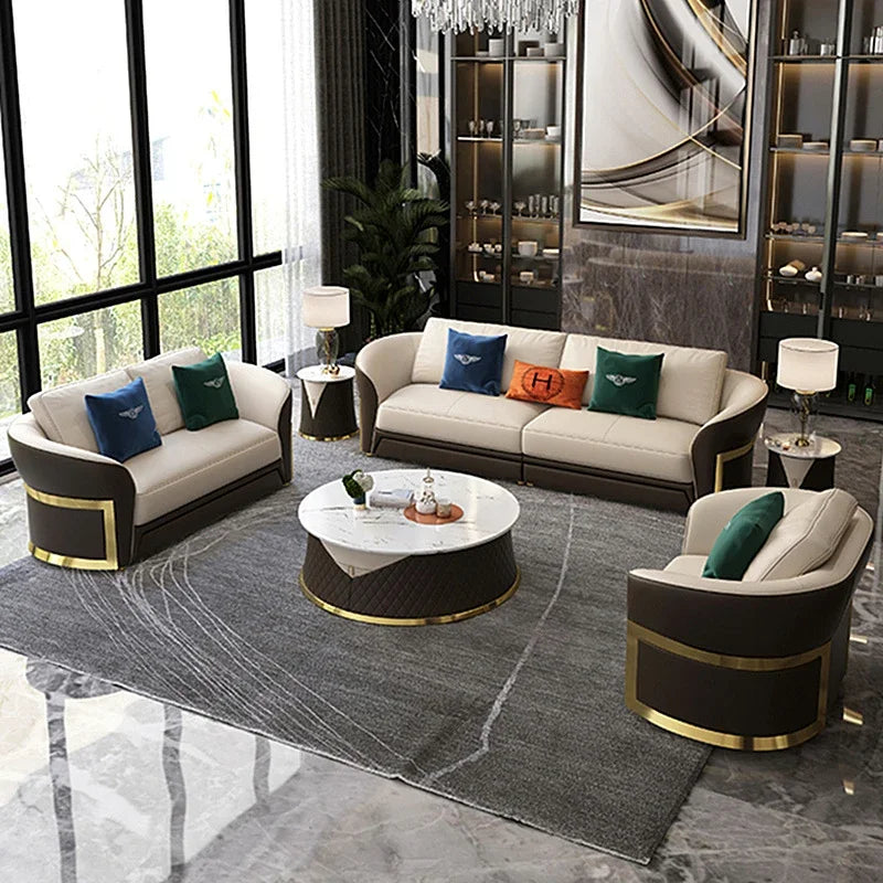 z Italian Design Luxury Leather Furniture Villa Home Customization Modern Living Room Large Modular Combination Sofa