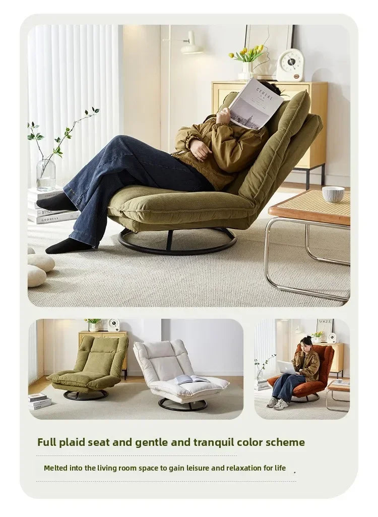 Household Goods New Rotating Sofa Chair, Living Room Balcony Fabric Lazy Sofa Backrest Rotating Leisure Chair Swivel Chair