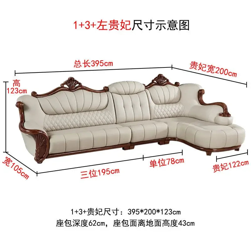 European leather sofa first floor living room villa luxury ebony small apartment