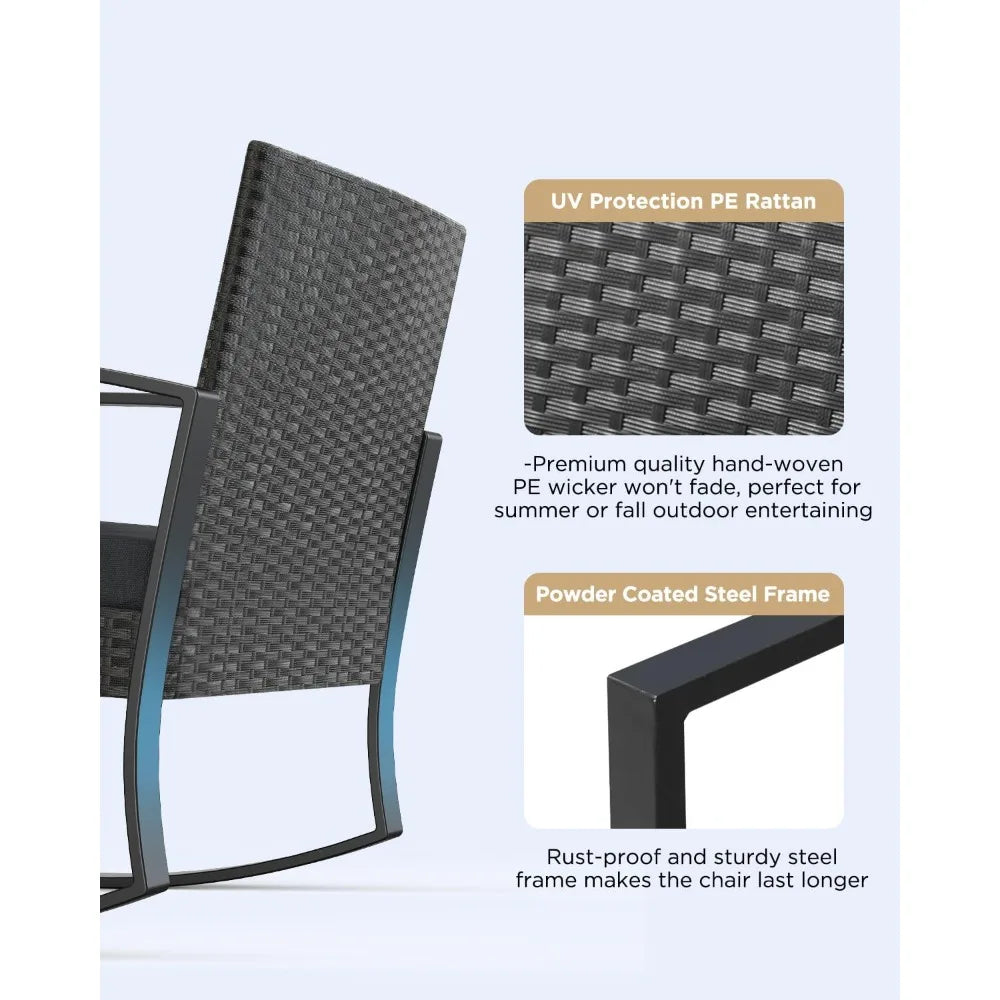 Patio Furniture Set Rocking Bistro Set, Outdoor Patio Furniture Set with Coffee Table for Garden Balcony Backyard Poolside