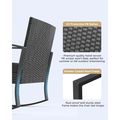 Patio Furniture Set Rocking Bistro Set, Outdoor Patio Furniture Set with Coffee Table for Garden Balcony Backyard Poolside