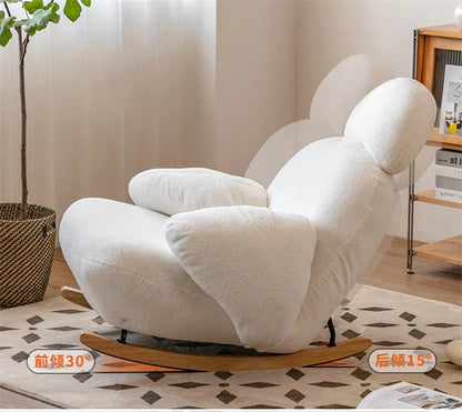 Big white Internet celebrity rocking chair lazy sofa single rocking cream living room lazy chair simple balcony bedroom
