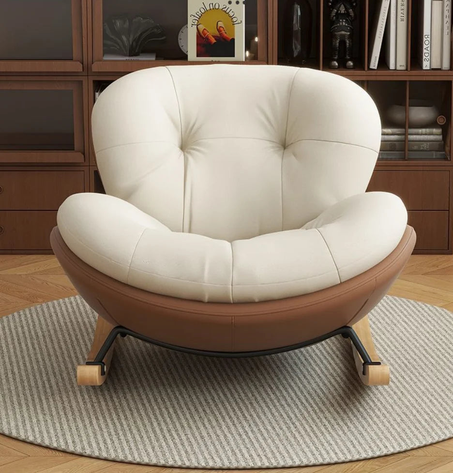 Cozy Snail Wooden Rocking Chair for Balcony and Living Room Lazy Large Rocking Sofa Chair for Leisure Time in Living Room