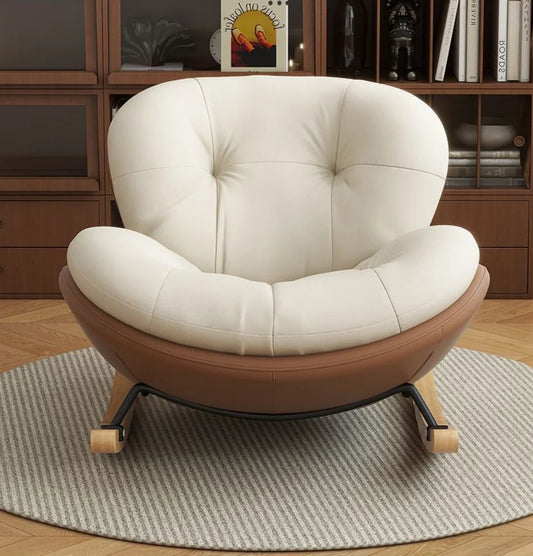 Cozy Snail Wooden Rocking Chair for Balcony and Living Room Lazy Large Rocking Sofa Chair for Leisure Time in Living Room
