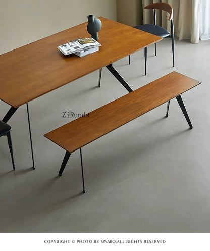 Japanese-style wabi-sabi wind all-solid wood bench light luxury household dining table living room shoe changing stool