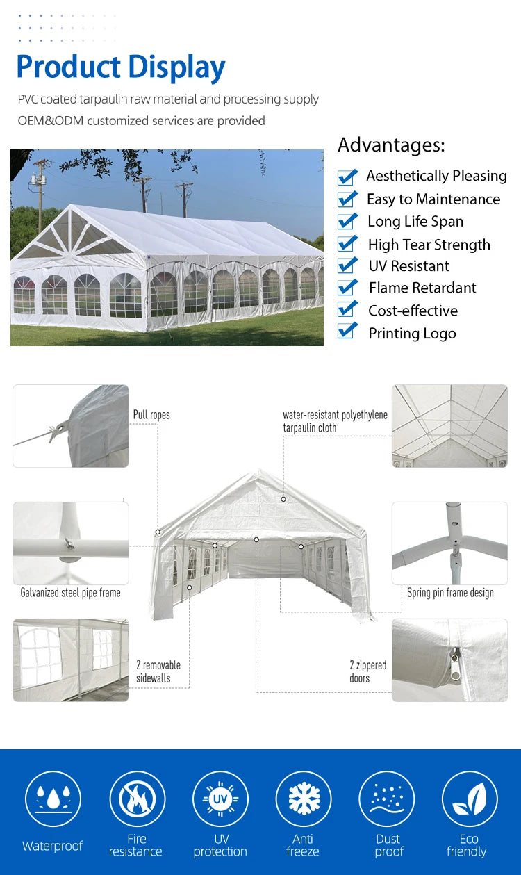Clear Top PVC Party Tent Waterproof Wedding Event Canopy Outdoor Marquee Customized Product No Fixed Sizes Custom Size Customize