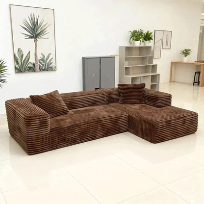 Compression sofa tofu block corduroy simple light luxury compression L-shaped corner sofa