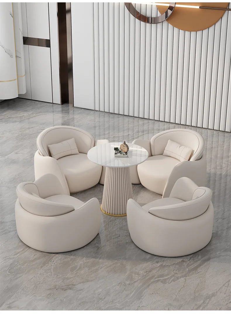 lLight luxury business negotiation sofa table and chair combination hotel lobby reception leather sofa