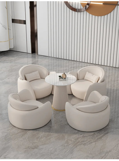 lLight luxury business negotiation sofa table and chair combination hotel lobby reception leather sofa