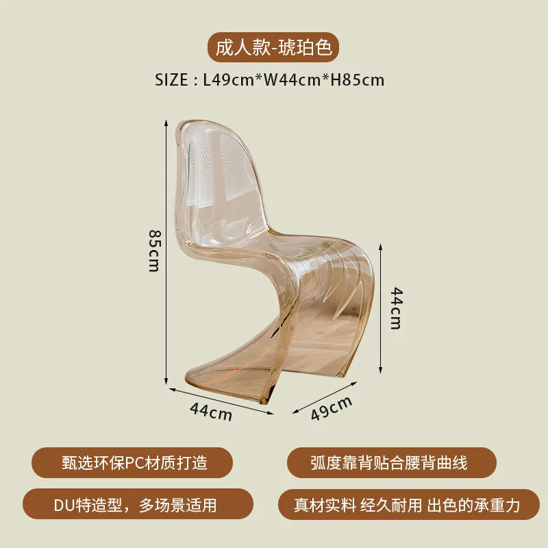 Transparent Plastic Dining Chair, Simple and Modern Home Chair, Backrest Chair, Vanity Stool