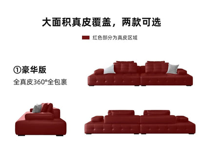 Italian minimalist first-layer cowhide sofa villa living room large apartment high-end all-leather Lawrence sofa