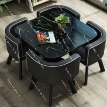 Simple Square Negotiation Table Set, Small Round Table for Shop or Reception, Rest Area Furniture, Space-saving and Elegant