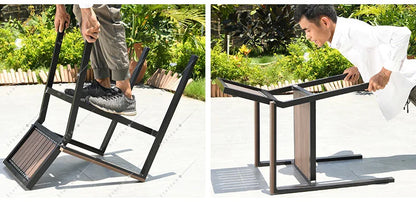 6 Chairs Aluminum Outdoor Furniture WPC Dining Table Chairs Patio Garden Sets