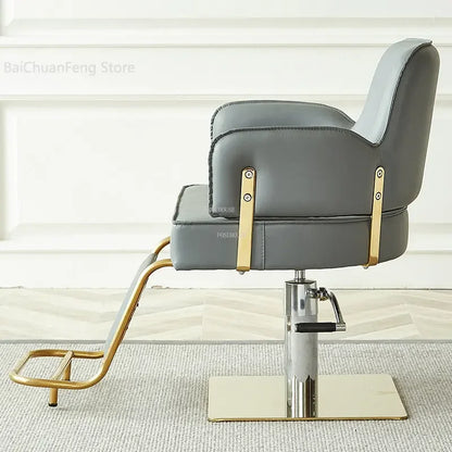 Simple Stainless Steel Barber Chairs Professional Salon Furniture Beauty Salon Chair Home Liftable Rotating Hairdressing Chair