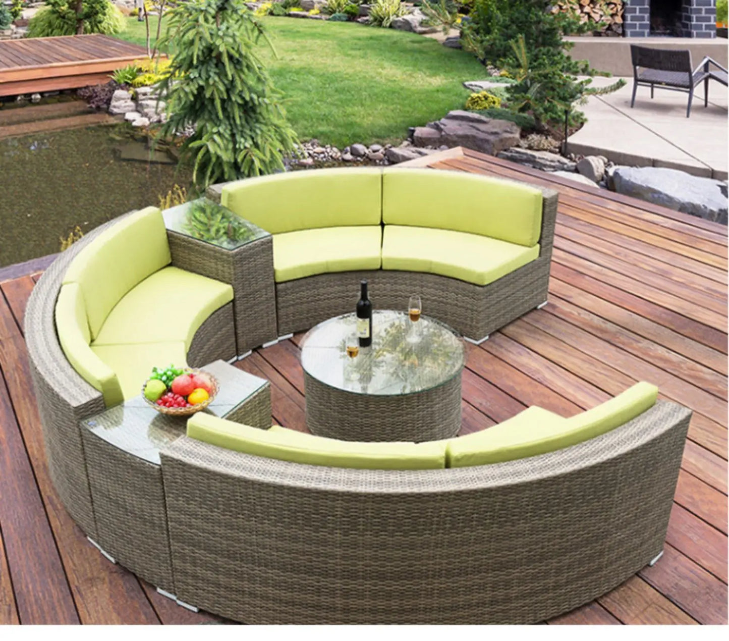 Outdoor round rattan sofa combination curved living room sofa