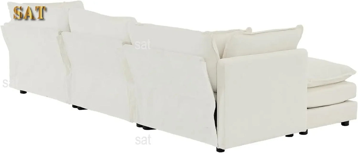 #For L-Shaped Modular Sectional Sofa, 3-Seater Comfy Cloud Couch with Ottoman/Chaise & 5 Pillows for Living Room Bedroom&