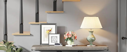 LITTLE TREE Industrial Console Table, 40 inch Narrow Entryway Foyer Table with Geometric Base, Accent Table for Living Room
