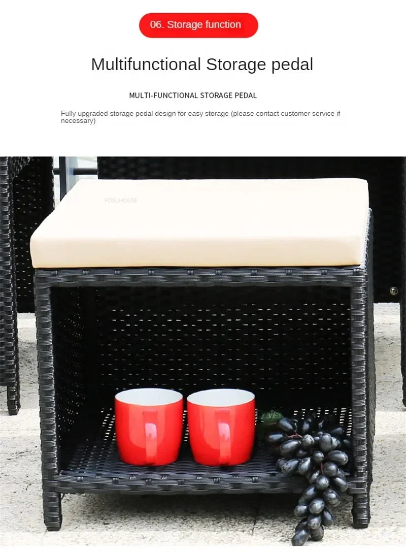 Outdoor Table Chairs Patio Rattan Furniture Set Italian Leisure Open-air Garden Furniture Sets Waterproof and Sun-proof Armchair