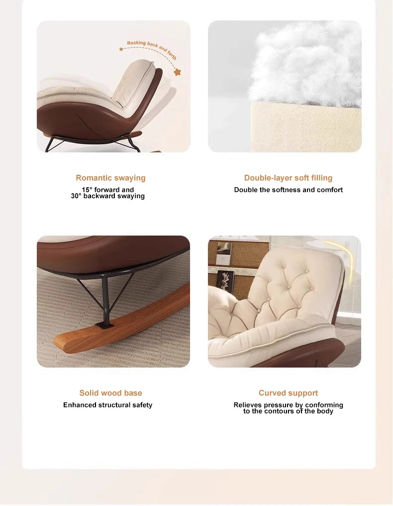 Lazy Sofa Rocking Chair Bedroom Lounge Chair Carefree Adult Living Room Single Balcony Leisure Rocking Chair Recliner Chairs