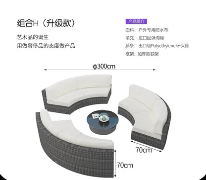 furniture sofa combination garden terrace leisure rattan circular courtyard outdoor open-air rattan chair for living room