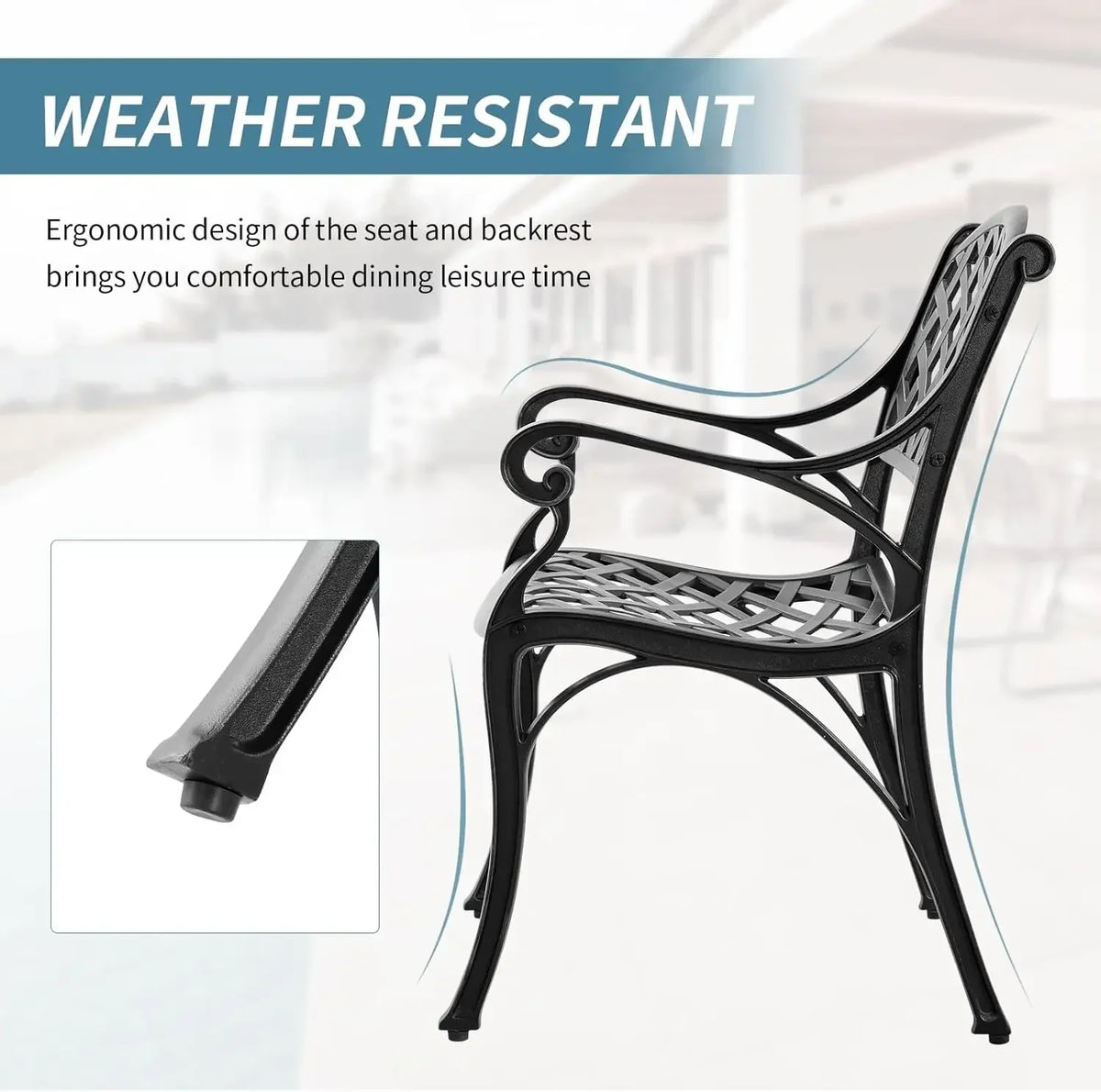 [Best Seller, Limited Stock!]2 Piece Outdoor Cast Aluminum Dinning Chairs,Patio Bistro Chair Set with Armrests,Chairs for Patio