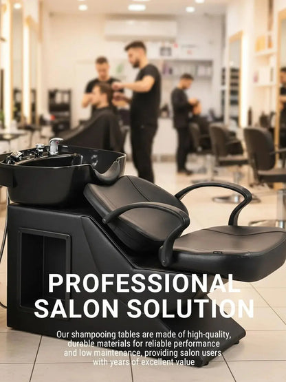 Shampoo Bowl and Chair Set for Salon, Hair Washing Station for Hair Stylist, ABS Shampoo Bowl Sink Chair with Side Store Compart