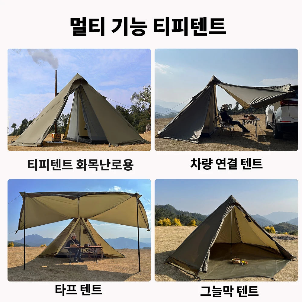 4 Season Hot Tent with Stove Jack Winter Teepee Tent Waterproof Camping Tipi Tent for 2 3 4 Person Outdoor Bushcraft Hiking