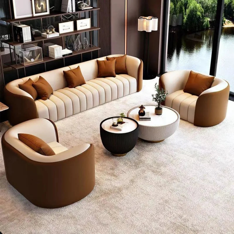 Canapé de luxe léger, petit appartement, salon, zone d'assise, réunion, invités, canapé à rangée droite