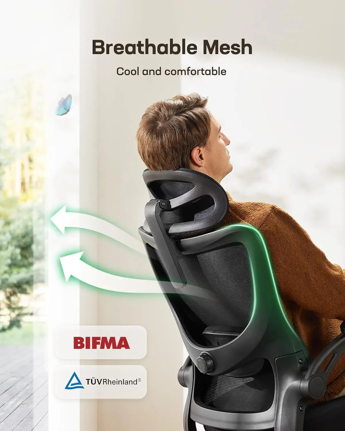 Ergonomic Office Chair with High Back Mesh, Adjustable Lumbar Support, and 3D Armrests for Comfortable Work