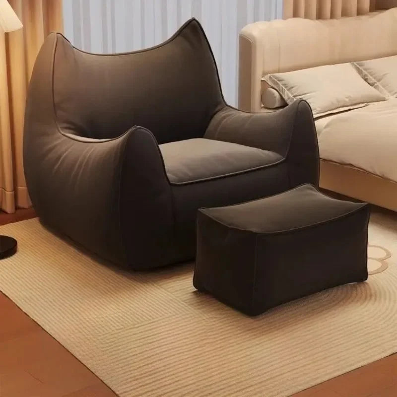 Customizable Living Room Sofas Simple Bedroom 1-person Lazy Sofa Comfortable Bean Bag Chair with Footrest Home Decoration
